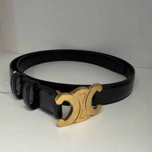 Celine Black Belt with Gold Buckle